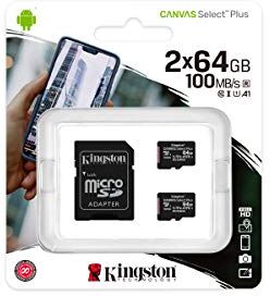SDCS2/64GB-2P1A Kingston Canvas Select Plus microSD minneskort,  klass 10 (2 x kort, inkl. SD-adapter) SDCS2/64GB-2P1A Kingston Canvas Select Plus microSD minneskort,  klass 10 (2 x kort, inkl. SD-adapter)