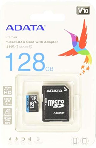 AUSDX128GUICL10A1-RA1 ADATA Premier minneskort 128 GB MicroSDXC klass 10 UHS-I minneskort (128 GB, MicroSDXC, klass 10, UHS-I, 85 MB/s, svart, blå) AUSDX128GUICL10A1-RA1 ADATA Premier minneskort 128 GB MicroSDXC klass 10 UHS-I minneskort (128 GB, MicroSDXC, klass 10, UHS-I, 85 MB/s, svart, blå)