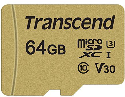 TS64GUSD500S Transcend Ultra-höghastighets 64 GB mikro SDXC/SDHC minneskort (för actionkameror, instrumentkameror och drönar)/4K, U3, V30, UHS-I – TS64GUSD500S Transcend Ultra-höghastighets 64 GB mikro SDXC/SDHC minneskort (för actionkameror, instrumentkameror och drönar)/4K, U3, V30, UHS-I –