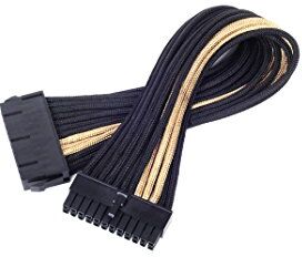 40128 SilverStone SST-PP07-MBBG Nätaggregat förlängningskabel 30 cm moderkort 24 pin till 24 pin, svart/guld 40128 SilverStone SST-PP07-MBBG Nätaggregat förlängningskabel 30 cm moderkort 24 pin till 24 pin, svart/guld