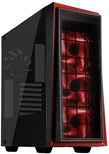 22107 SilverStone SST-RL06BR-GP – Red Line Midi Tower ATX speldatorfodral, tyst högluftflödesprestanda, fullt härdat glas, svart med röd kant