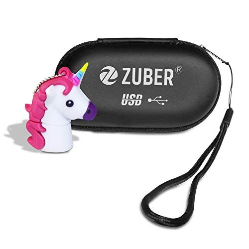 ZUBER nyhet söt enhörning vit USB-minne – söt tecknad USB 2.0 flashminne med hög hastighet och bred kompatibilitet – bra presentidé 64GB Vitt