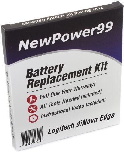 190304-2004, F12440071, M50A, 967685-0403 Logitech DiNovo Edge-ersättningskit med installationsvideo, verktyg och batteri med utökad livslängd