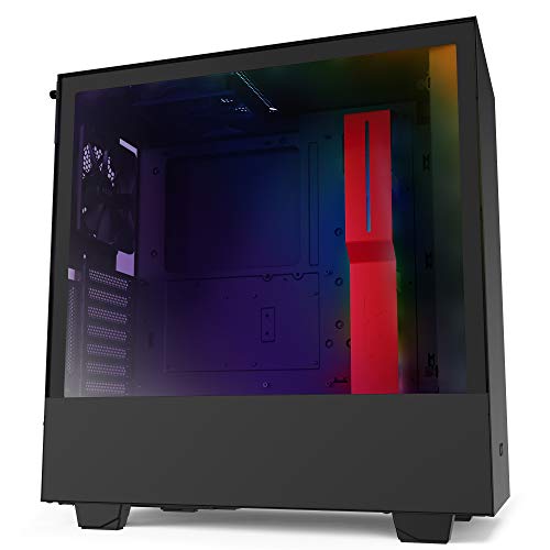 CA-H510i-BR NZXT H510i Kompakt ATX Mittorn PC-spelchassi Främre I/O USB Typ-C-port Vertikalt GPU-fäste Sidopanel av härdat glas Integrerad RGB-belysning Redo för vattenkylning Svart/röd