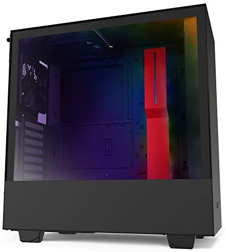 CA-H510i-BR NZXT H510i Kompakt ATX Mittorn PC-spelchassi Främre I/O USB Typ-C-port Vertikalt GPU-fäste Sidopanel av härdat glas Integrerad RGB-belysning Redo för vattenkylning Svart/röd