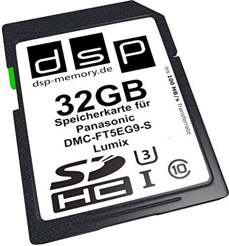 Z-4051557430341 32 GB Ultra Highspeed minneskort för Panasonic DMC-FT5EG9-S Lumix digitalkamera