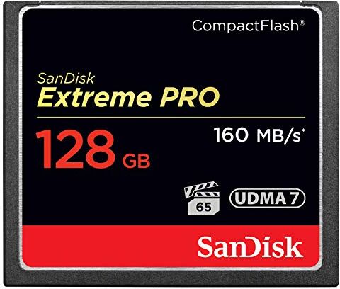 SDCFXPS-128G-X46 SanDisk Extreme Pro CompactFlash minneskort 128 GB (UDMA7, 4K UHD och Full HD-videor, VPG 65, temperaturbeständig, 160 MB/s överföring)