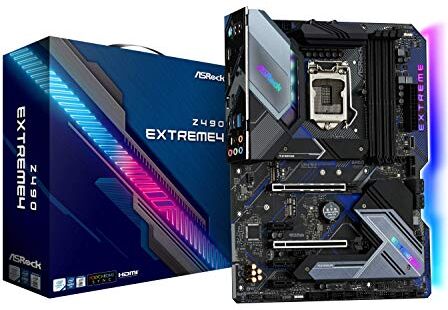 Z490 Extreme4 Asrock  Intel Z490 ATX moderkort, 1200 uttag, 4 DDR4, CrossFireX, HDMI, displayport, RGB belysning Z490 Extreme4 Asrock  Intel Z490 ATX moderkort, 1200 uttag, 4 DDR4, CrossFireX, HDMI, displayport, RGB belysning