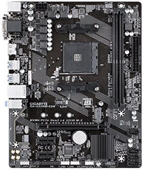 GA-A320M-S2H Gigabyte  AMD A320 moderkort/moderkort, AM4-sockel, Micro ATX (DDR4-SDRAM, DIMM, 2133, 2400, 2667, 2933, 3200 MHz, Dual, 32 GB, AMD)