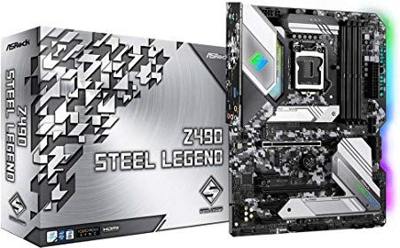 Z490 Steel Legend Asrock Z490 stållegend Intel Z490 ATX moderkort, 1200 uttag, 4 DDR4, CrossFireX, HDMI, Displayport, 2.5G LAN, RGB belysning, M.2