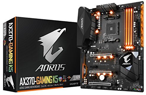GA-AX370-Gaming K5 Gigabyte  AMD X370 AM4 ATX moderkort (DDR4-SDRAM, DImm, 2133, 2400, 2667, 2933, 3200 MHz, Dual, 2 GB, 4 GB, 8 GB, 16 GB, 64 GB) GA-AX370-Gaming K5 Gigabyte  AMD X370 AM4 ATX moderkort (DDR4-SDRAM, DImm, 2133, 2400, 2667, 2933, 3200 MHz, Dual, 2 GB, 4 GB, 8 GB, 16 GB, 64 GB)
