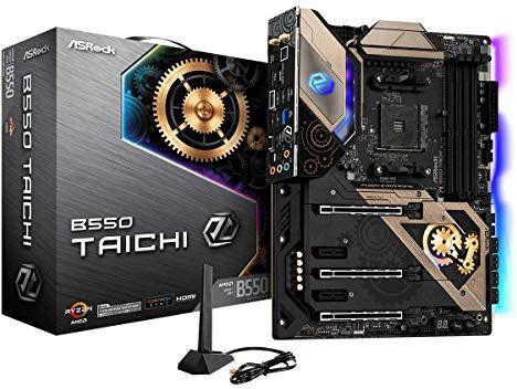 B550 TAICHI Asrock  Moderkort, Stödjer Tredje Gen AMD4 Ryzen, PCIe 4.8, AM4, DDR4, 30.99 x 38.1 x 12.7 cm, Svart B550 TAICHI Asrock  Moderkort, Stödjer Tredje Gen AMD4 Ryzen, PCIe 4.8, AM4, DDR4, 30.99 x 38.1 x 12.7 cm, Svart