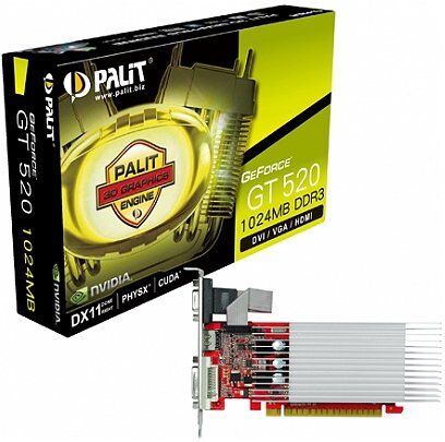 NEAT5200HD06H Palit GT 520 1GB SDDR3 64bit mem/kärna: 535/810, CUDA: 48, NEAT5200HD06H Palit GT 520 1GB SDDR3 64bit mem/kärna: 535/810, CUDA: 48,
