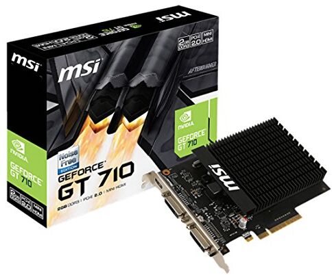 V809-2204R MSI NVIDIA GEFORCE GT 710 2GD3H H2D grafikkort '2 GB GDDR3, 954 MHz, låg förbrukning, DVI-I, DVI-D, Mini-HDMI, HTPC, tyst passiv fläktlöst kylsystem V809-2204R MSI NVIDIA GEFORCE GT 710 2GD3H H2D grafikkort '2 GB GDDR3, 954 MHz, låg förbrukning, DVI-I, DVI-D, Mini-HDMI, HTPC, tyst passiv fläktlöst kylsystem