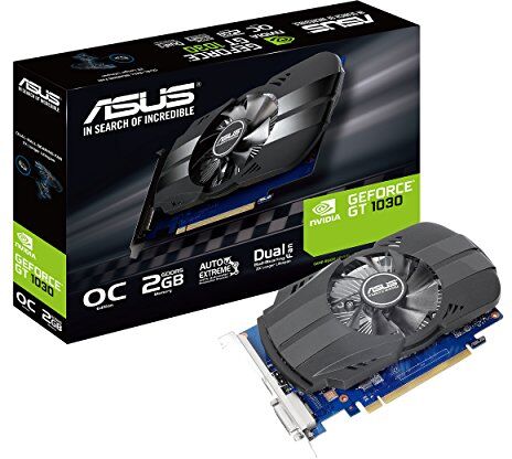 B991M96 Asus Phoenix GeForce PH-GT1030-O2G grafikkort (Nvidia, PCIe 3.0, 2 GB GDDR5-minne, HDMI, DVI)