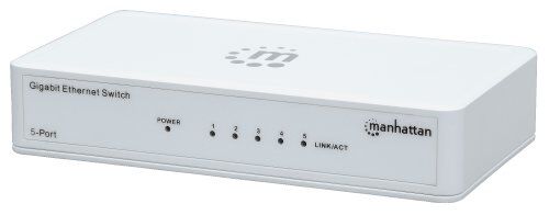 560696 Manhattan Fast Ethernet Switch (plasthölje, skrivbordsformat, IEEE 802.3az (Energy Efficient Ethernet)) vit 5-port Gigabit Ethernet-omkopplare Vit