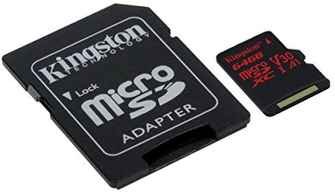 SDCR/64GB Kingston Canvas react MicroSD-kort (SDCR/64 GB) klass 10 med SD-adapter/perfekt för fotografering av bristläge och 4K-video SDCR/64GB Kingston Canvas react MicroSD-kort (SDCR/64 GB) klass 10 med SD-adapter/perfekt för fotografering av bristläge och 4K-video