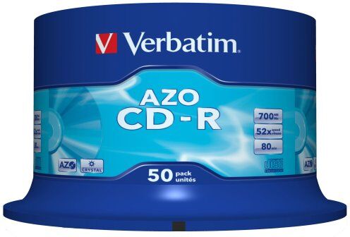 VE43343 Verbatim CD-R AZO Crystal – 700 MB, 52 x bränningshastighet med lång livslängd, kristallteknik, 50-pack spindel, vit, VE43343 Verbatim CD-R AZO Crystal – 700 MB, 52 x bränningshastighet med lång livslängd, kristallteknik, 50-pack spindel, vit,