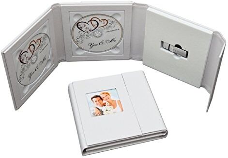 WUB-2JDDU Elegant skiva bröllop 2 DVD/USB-fodral. Konstläder vits.