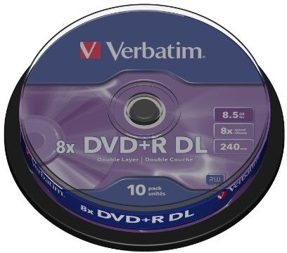 43666 Verbatim DVD+R dubbelt lager 8X 8,5 GB matt silver, 10-pack,  matt silver, 10-pack
