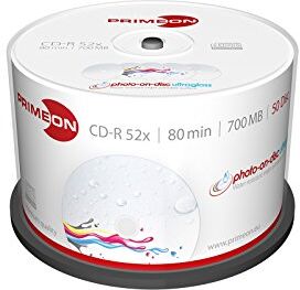 4260027611092 PRIMEON CD-R 80 min/700 MB/52 x kakbox (50 skiva), ultragloss yta med fotoskiva, vattentålig bläckstråle i full storlek utskrivbar 4260027611092 PRIMEON CD-R 80 min/700 MB/52 x kakbox (50 skiva), ultragloss yta med fotoskiva, vattentålig bläckstråle i full storlek utskrivbar
