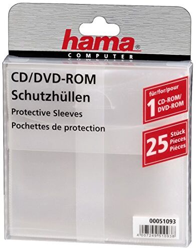 00051093 Hama 25 CD-ROM och DVD-ROM skyddsärmar – transparent 00051093 Hama 25 CD-ROM och DVD-ROM skyddsärmar – transparent