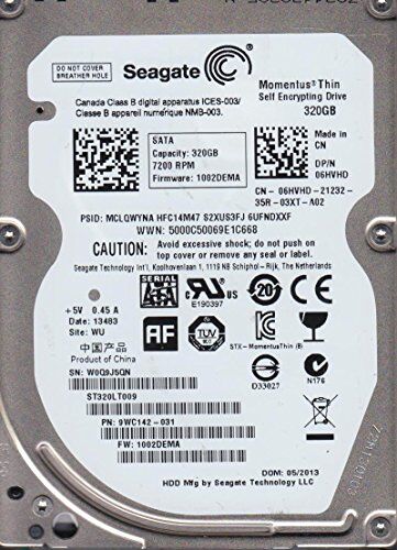 06HVHD Seagate 320 GB 7200RPM ST320LT000 9VL142-070 Dell 6HVHD 2,5 tum slim 7 mm självkrypande SATA hårddisk för OptiPLEX 990 och många fler modeller 06HVHD Seagate 320 GB 7200RPM ST320LT000 9VL142-070 Dell 6HVHD 2,5 tum slim 7 mm självkrypande SATA hårddisk för OptiPLEX 990 och många fler modeller