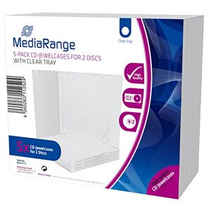 MediaRange BOX31-T-2 CD-tomt fodral (för 2 skivor, 10,4 mm, 5-pack) transparent bricka