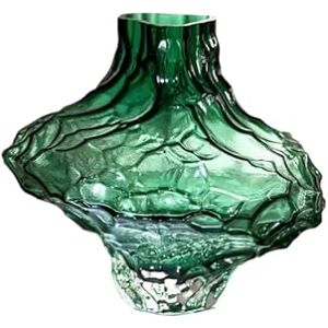 Qlinewe-54 Glasvas Vardagsrum Transparent Blomsterarrangemang Vatten Närande ljus Lyx High end Kreativ konstdekoration (Color : Green, Size : Small)