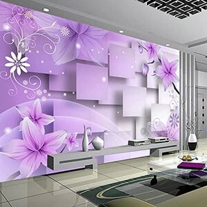 FBITE Väggmålningar tapet anpassad TV bakgrund 3D tapet modern minimalistisk 3D stereoskopisk abstrakta lila blommor stor bakgrund väggmålning sidentyg väggmålningar 299 x 210 cm