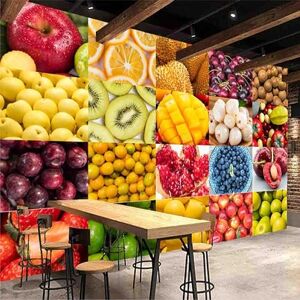 FBITE 3D väggmålning för vardagsrum anpassad valfri storlek väggmålning tapet modern 3D färsk frukt butik stormarknad bakgrund väggmålning kreativ dekor tapet 251 x 170 cm