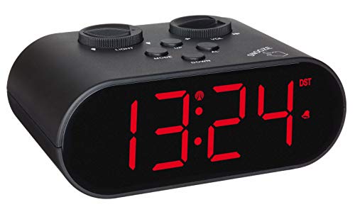 TFA Dostmann 60.2551.01 Ellypse digital trådlös väckarklocka, med USB-laddningsfunktion, LED-lysande siffror, 15,2 x 11,6 x 9,8 cm, svart, plast