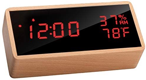 meross LED-Väckarklocka Digital Klocka, Bordsklocka Med Akustisk Styrning, Datum, Temperatur Och Luftfuktighet, För Hem, Sovrum, Barnrum Och Kontor Mörkbrun