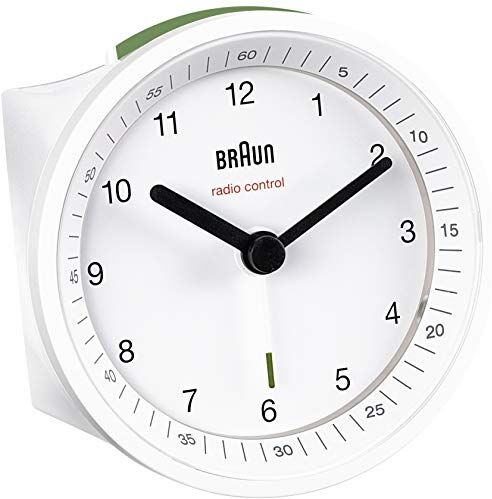 Braun klassisk radiostyrd analog väckarklocka för Centraleuropeisk tidszon (DCF/GMT+1) med snooze och ljus, Crescendo pip larm i vitt, BNC007WHWH-DCF Braun klassisk radiostyrd analog väckarklocka för Centraleuropeisk tidszon (DCF/GMT+1) med snooze och ljus, Crescendo pip larm i vitt, BNC007WHWH-DCF