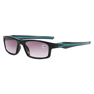 HIFASI Unisex sol läsglasögon, trendig sportig stil, rektangulär ram solläsare för män kvinnor, flexbygel, UV 400 tonad lins (storlek: +1,50, färg: grön)