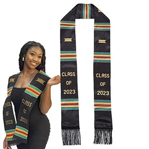 higyee Black Graduation Scarf, Tassel Design Class of 2023 Sash Scarf Graduation tillbehör fira vår kultur, examenstall för pojkar och flickor