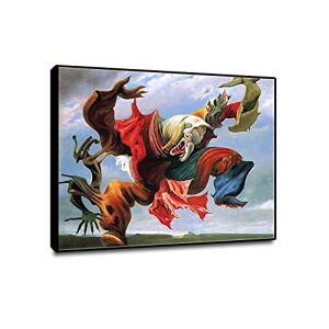 ZHFXBK Berömda konstnärer kanvas väggkonst. Max Ernst berömd målning reproduktion tryck på duk. Giclee kanvastryck 'Angel of Home'. Morden konstverk affisch för heminredning 60 x 70 cm (24 x 28) inramad