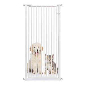 ASHILD Extra hög 90 cm-150 cm husdjursgrind för hundar och katter, babyskyddsgrind för dörröppningar/trappor/korridorer, krypterad vit metallbarriär inomhusskyddsgrind för barn och husdjur, passar