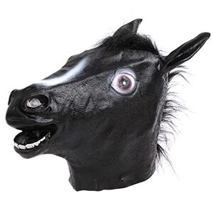 Weyot Hästmask – roliga latexdjurmasker – realistiska hästhuvudmasker för halloween maskerad bankett jul karneval kostym festmask, svart