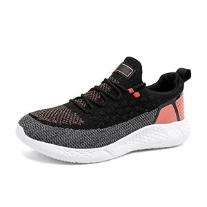 MODGE Herrskor utomhus lätta löparsneakers för män nät andningsbara atletiska skor kvalitet jogging sportskor snörning platta (färg: svart orange, storlek: 9,5 UK)