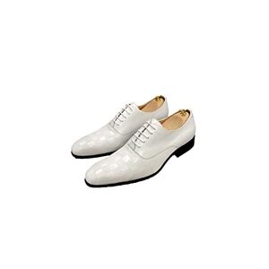 MODGE Herrskor klassiska herr Oxford äkta läderskor vit snörning spetsig tå bröllopsfest klänning formella skor för män (färg: vit, storlek: 12,5 UK)