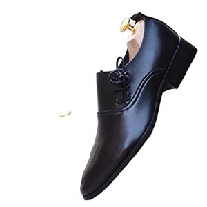MODGE Manskor herr läderskor herr affärer formell klassisk stil platta skor snörning spetsskor herr Oxfordskor (färg: svart, storlek: 7,5 UK)