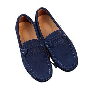 MODGE Herrskor herr loafer mocka läder mjuka skor för herr loafers herrskor platta stilskor (färg: blå, storlek: 13)