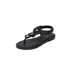 MODGE Sandaler för kvinnor sandaler slip-on damskor klämma tå dam lediga platta damsko plus storlek sommar (färg: svart, storlek: 7,5 UK)
