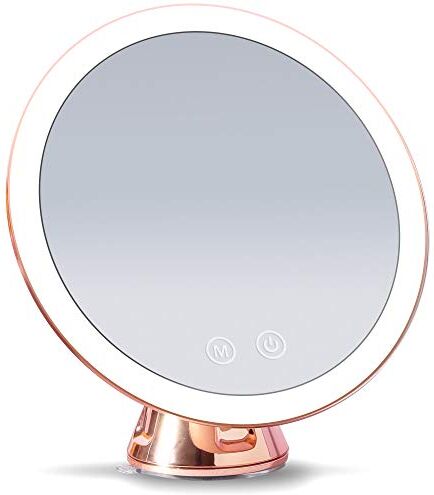 Fancii Uppladdningsbar 10 x förstorande sminkspegel med 3 dimbara trefärgade LED-ljusinställningar, sugförmåga sminkspegel – rosa guld metallisk yta, 20 cm upplyst rese badrumsspegel (Lana) Fancii Uppladdningsbar 10 x förstorande sminkspegel med 3 dimbara trefärgade LED-ljusinställningar, sugförmåga sminkspegel – rosa guld metallisk yta, 20 cm upplyst rese badrumsspegel (Lana)