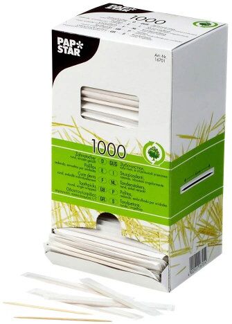 PAPSTAR Tandpetare, 1 000 stycken, allmänt tjänst, catering, porslin, trä, unik, referens 16701 PAPSTAR Tandpetare, 1 000 stycken, allmänt tjänst, catering, porslin, trä, unik, referens 16701