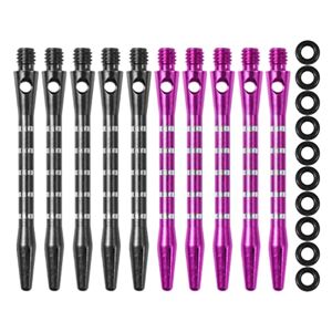 INOOMP 10Pcs Aluminum Dart Shafts Flights Set 53Mm Thread Medium Darts Shafts Stems Soft And Steel Tips Darts with Rubber Rings Oring Throwing Fitting Dart Accessories Kit