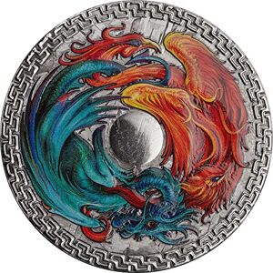 Power Coin Phoenix And Dragon 1 Oz Meteorite Coin 1$ Tokelau 2022 Mynt