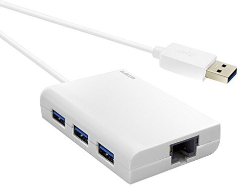 Elecom trådbunden LAN-adapter USB 3.0 Gigabit-kompatibel USB-hub 3 vit port med EDC-GUA3H-W Elecom trådbunden LAN-adapter USB 3.0 Gigabit-kompatibel USB-hub 3 vit port med EDC-GUA3H-W