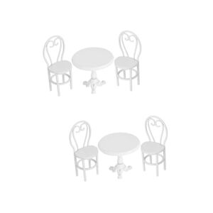 Toyvian Barn Kostym 6 St dockskåp bord och stolar 1 12 möbler miniatyrtillbehör dekor prydnad miniatyr bordsleksak miniatyr stol bordsleksak Fe trädgårdsstol liten stol tabell järn vit
